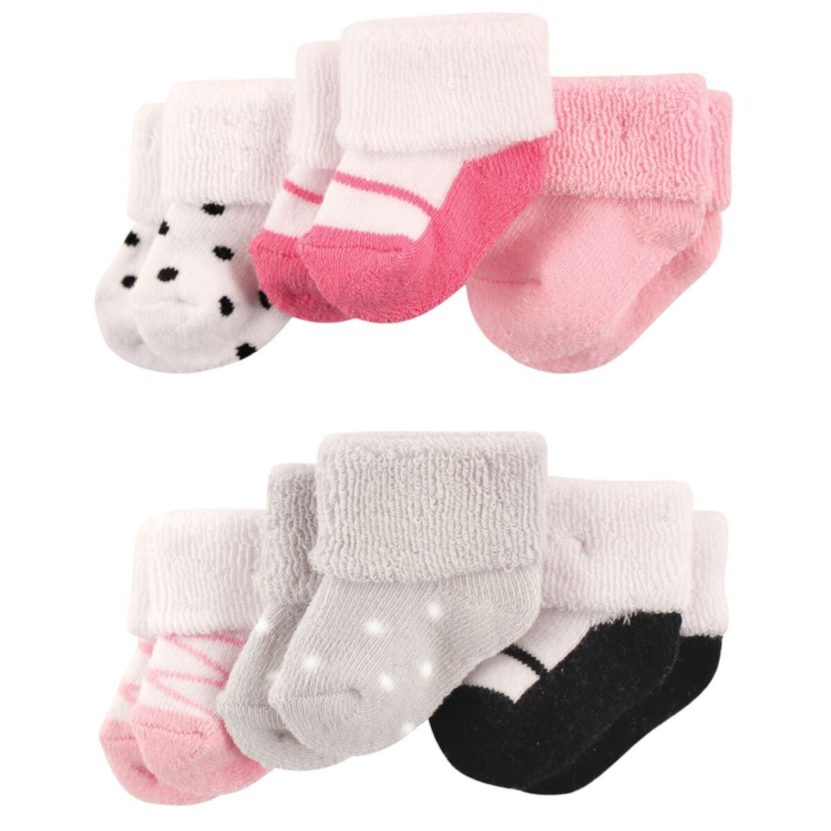 Носки Luvable Friends Для Девочек Newborn and Baby Socks Set, Pink Black Shoes, 0-3 Months Luvable Friends