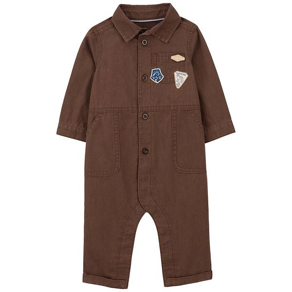 Детское боди Carter's 1-Piece Brown Patchwork Jumpsuit Carter's