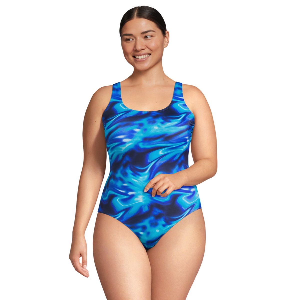 Plus Size Lands' End Chlorine Resistant Tugless Sporty One-Piece Swimsuit Lands' End