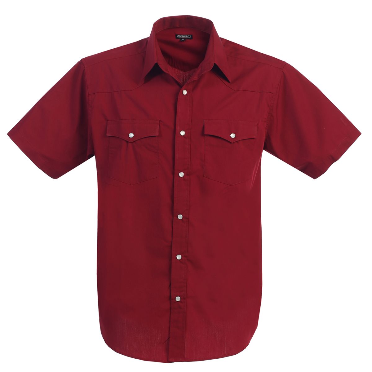 Gioberti Mens Casual Western Solid Short Sleeve Shirt With Pearl Snaps Gioberti