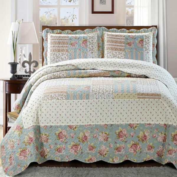 Комплект двустороннего стеганого покрывала Annabel Sweet Home, 100% микрофибра Egyptian Linens