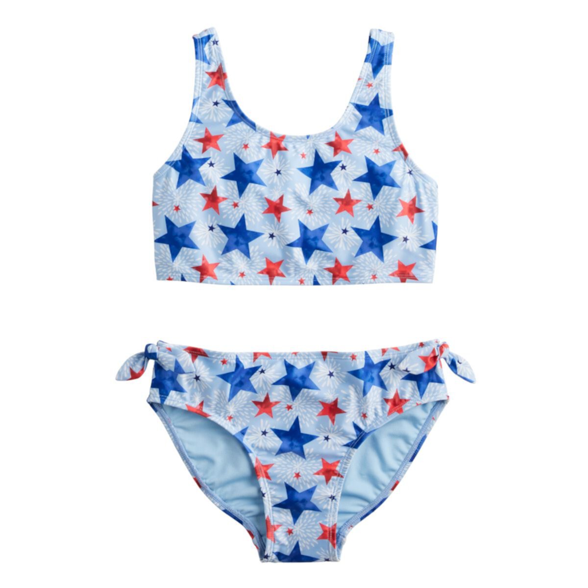 Купальники Breaking Waves для девочек 4-16 Starry Print Bralette & Faux Side-Tie Swim Bottoms Set Breaking Waves