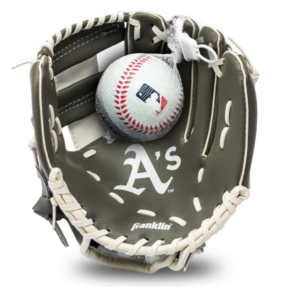 Franklin Sports Franklin Sports MLB Молодёжная Окленд Атлетикс 9.5&#34; Набор бейсбольных перчаток и мячей Franklin Sports