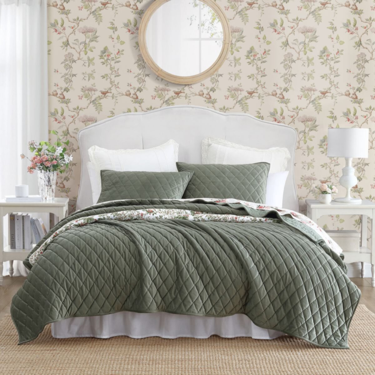 Laura Ashley La Solid Diamond Stitch Quilt Set Laura Ashley