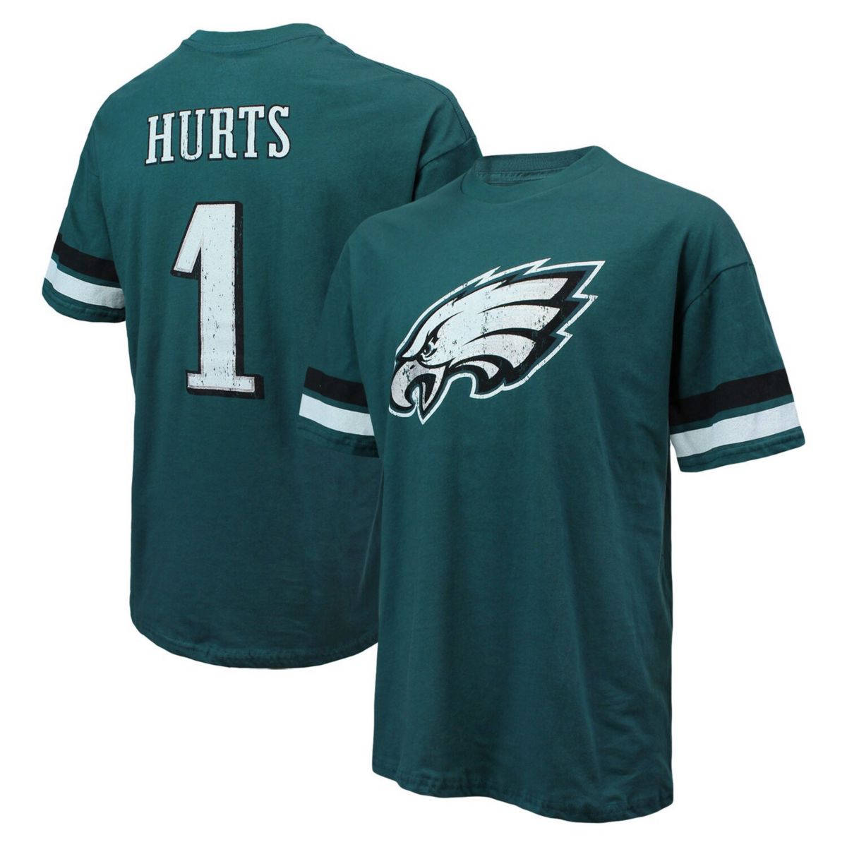 Мужская футболка оверсайз с именем и номером Majestic Threads Jalen Hurts Green Philadelphia Eagles Majestic