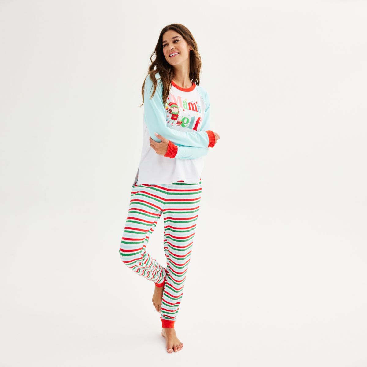 Petite Jammies For Your Families®Sweater Knit Mama Elf Top & Bottoms Pajama Set by Cuddl Duds® Cuddl Duds