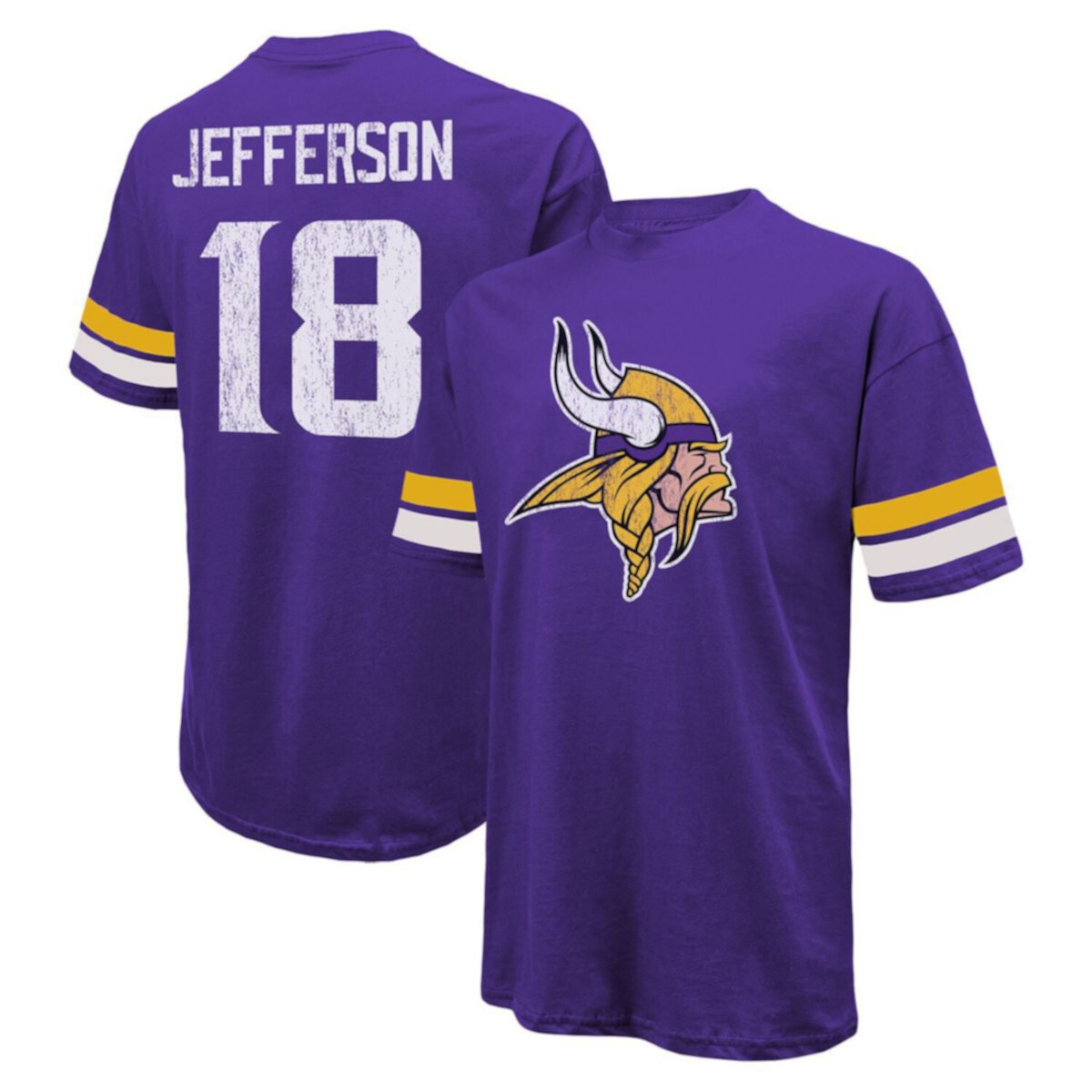 Men's Majestic Threads Justin Jefferson Purple Minnesota Vikings Name & Number Oversize Fit T-Shirt Majestic