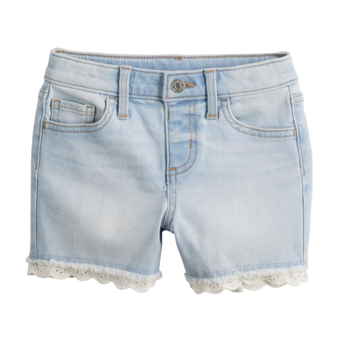 Спортивные Шорты Jumping Beans Для Девочек Lace Hemmed Midrise Jean Shorts Jumping Beans