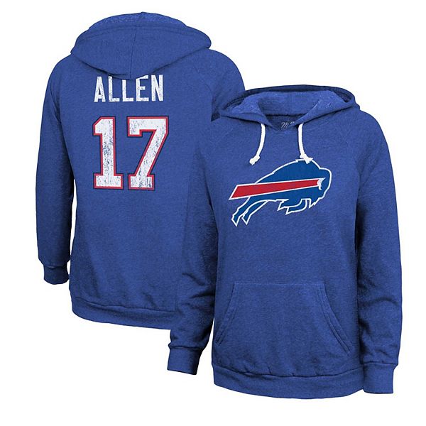 Худи с капюшоном Women's Majestic Threads Josh Allen Buffalo Bills с принтом и флисовой подкладкой Majestic