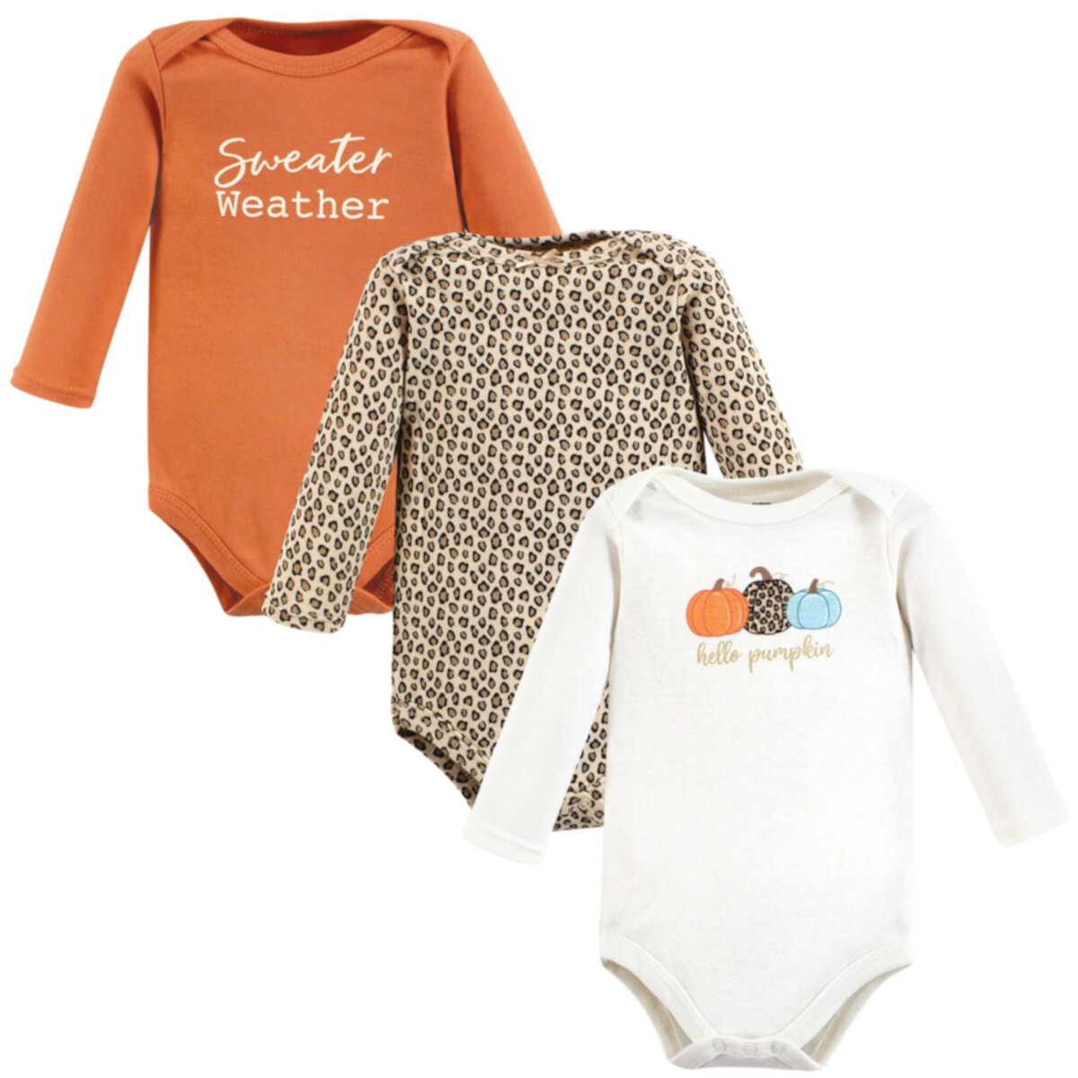 Детские комплекты одежды Hudson Baby Для девочек Cotton Long-Sleeve Bodysuits, Leopard Pumpkin Hudson Baby