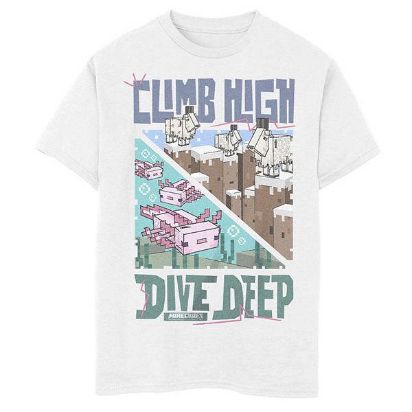 Джерси Minecraft Для мальчиков Climb High Dive Deep Graphic Tee Minecraft