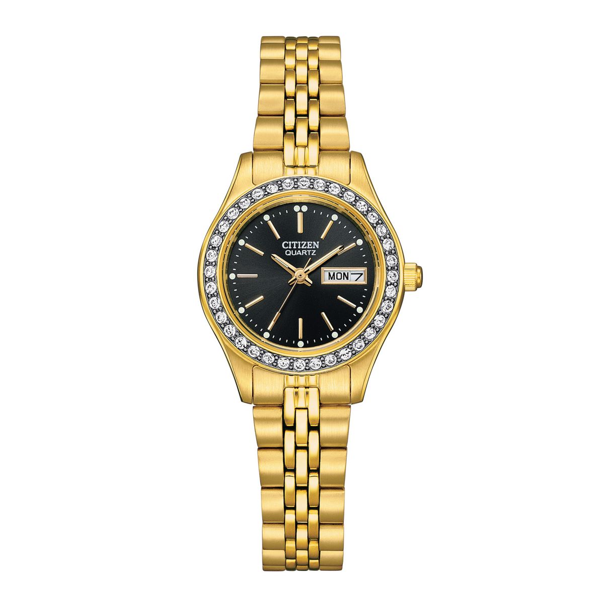 Женские часы Citizen из нержавеющей стали с кристаллами и золотистым акцентом - EQ0532-55E Citizen