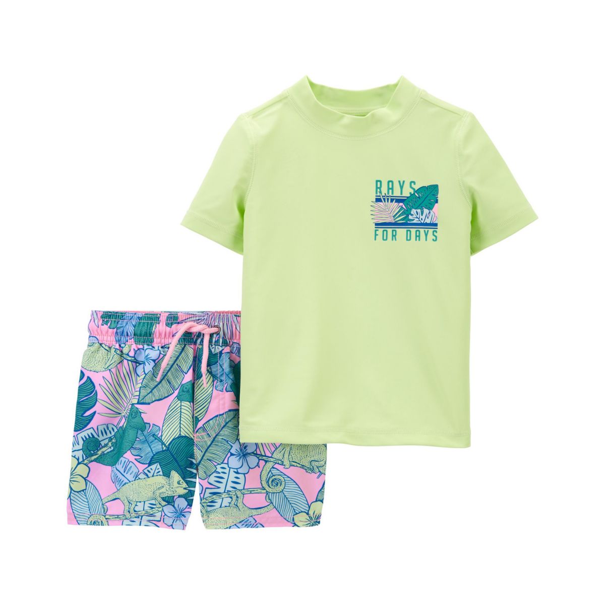 Детская пляжная одежда Carter's для мальчиков Tropical Floral Rash Guard Top & Shorts Carter's