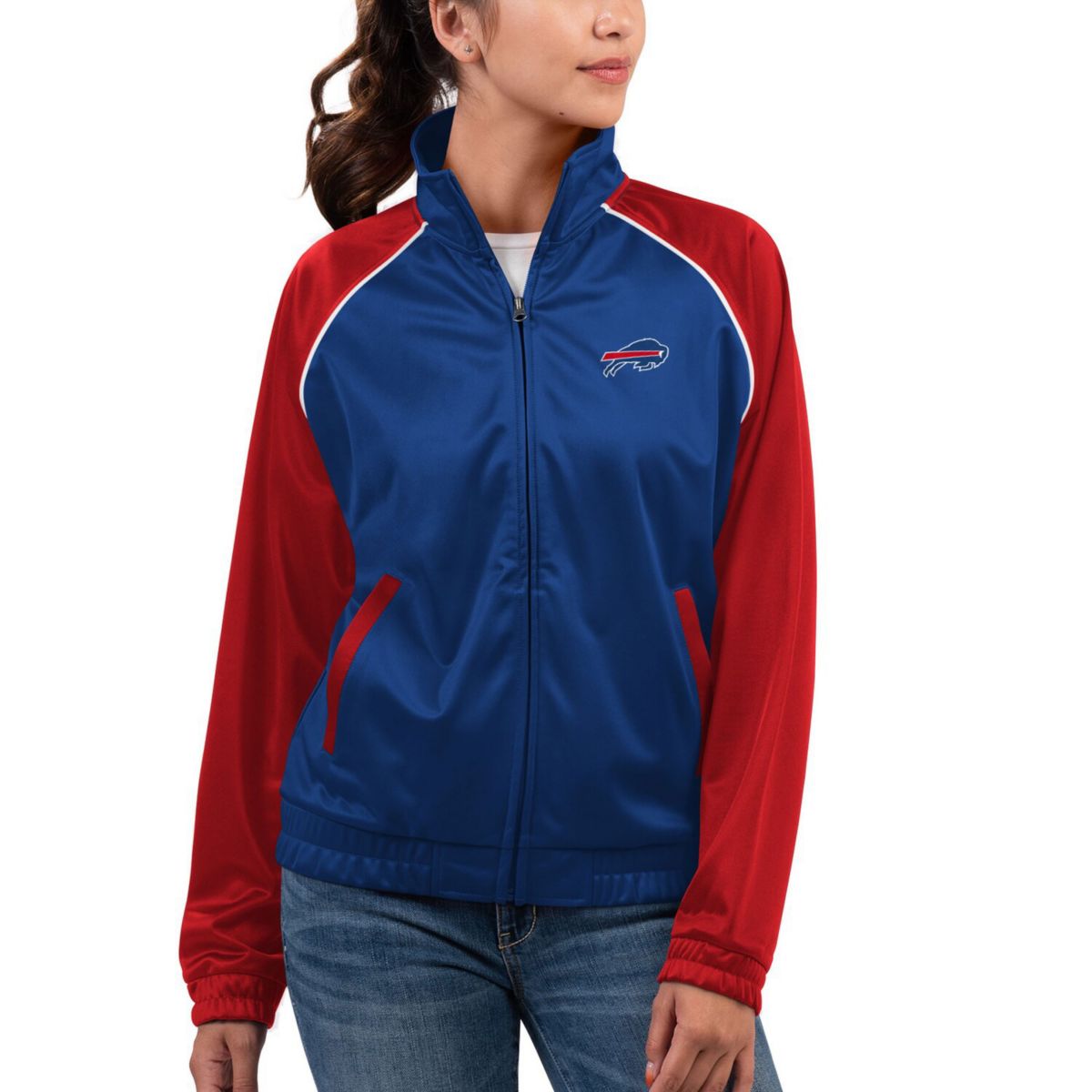 Женская Куртка G-III 4Her by Carl Banks Royal Buffalo Bills Showup Fashion Dolman Full-Zip Track In The Style