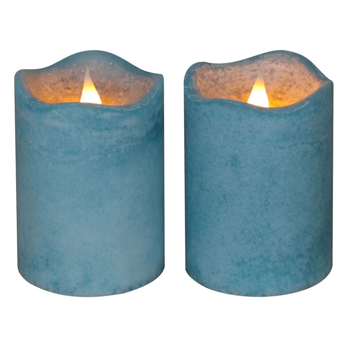 Mikasa Turquoise LED Wax Pillar Свеча, набор из 2 предметов MIKASA