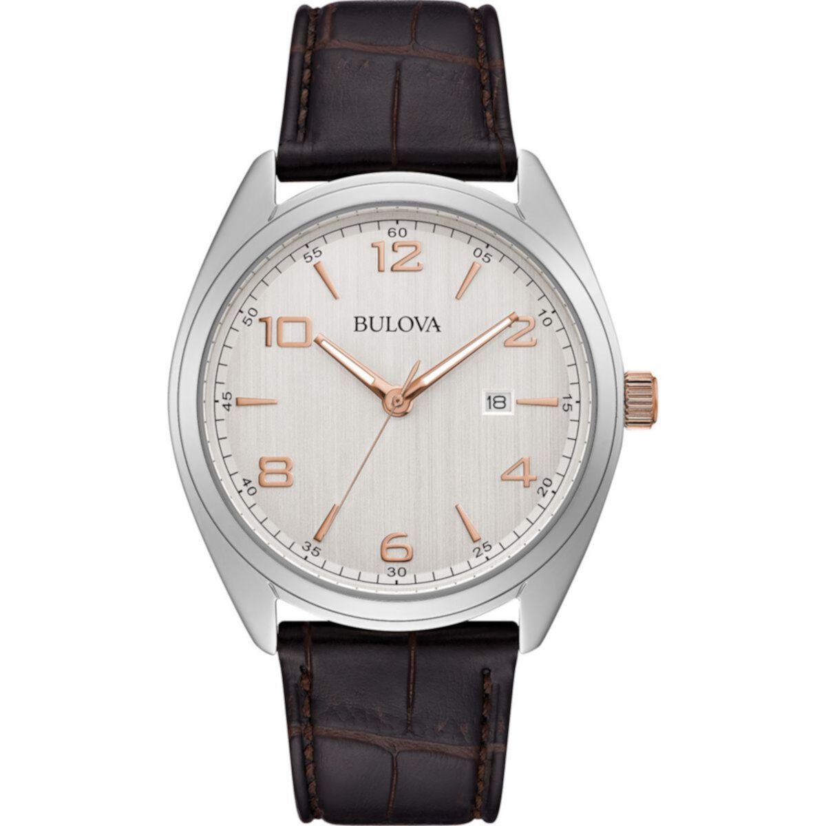 Мужские часы Bulova Classic с коричневым кожаным ремешком — 98B347 Bulova