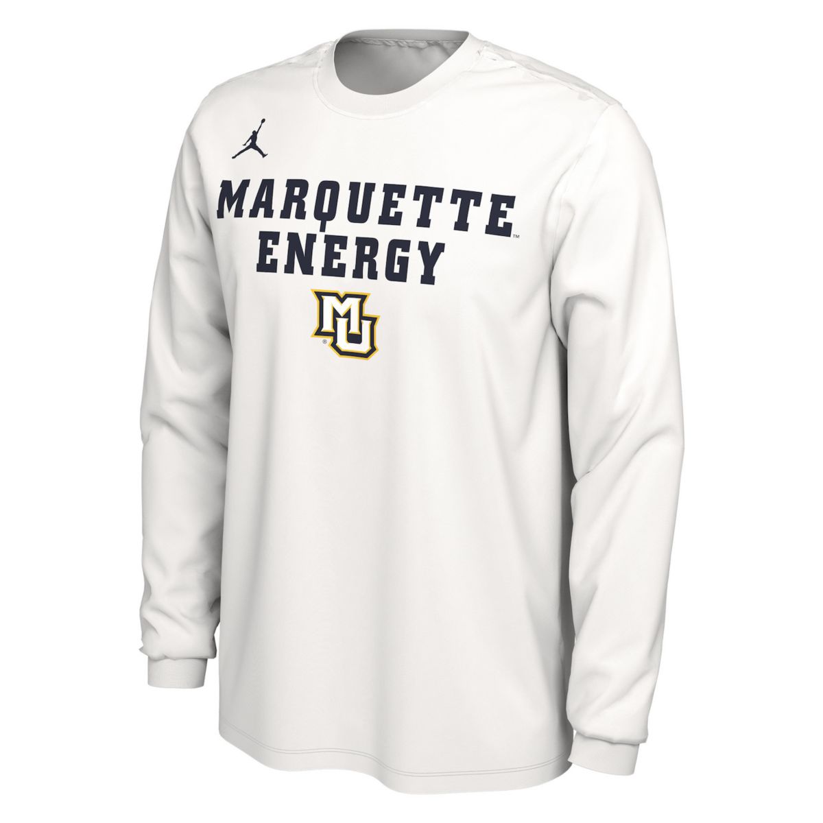 Мужская футболка с длинными рукавами Jordan Brand Marquette Golden Eagles 2024 On Court Bench Energy Nike