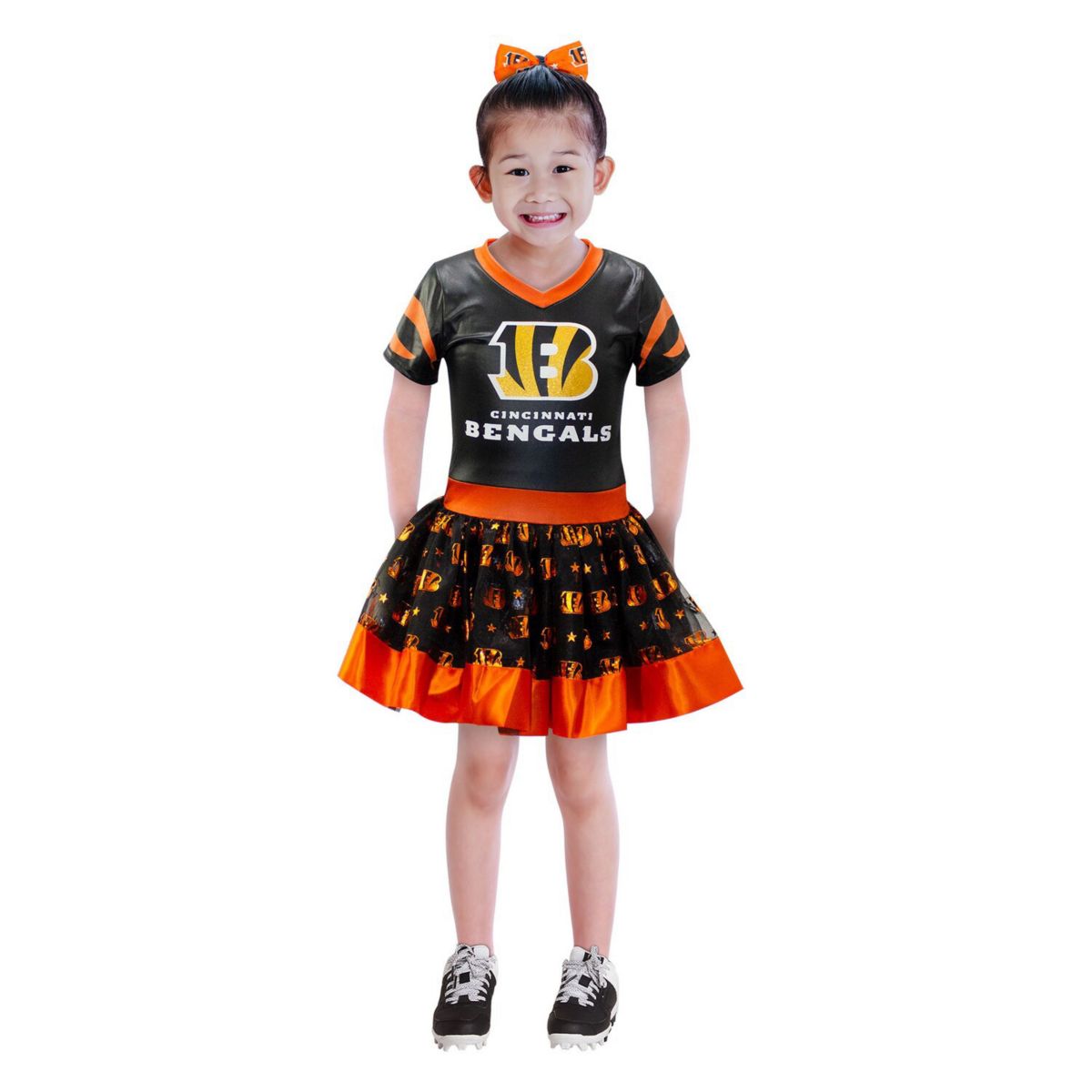 Повседневное платье Jerry Leigh Для девочек Cincinnati Bengals Tutu Tailgate Game Day V-Neck Costume Jerry Leigh