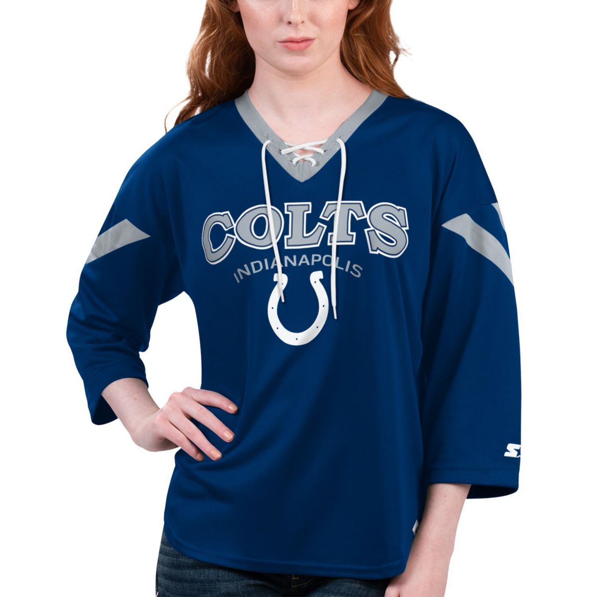 Женская футболка Starter Royal Indianapolis Colts Rally с длинными рукавами и кисточками Starter