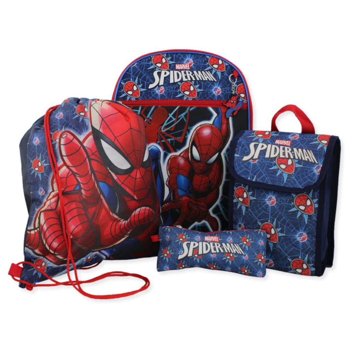 Marvel Человек-Паук для мальчиков 16&#34; Рюкзак, школьный комплект из 5 предметов (один размер, синий/красный) Spider Man