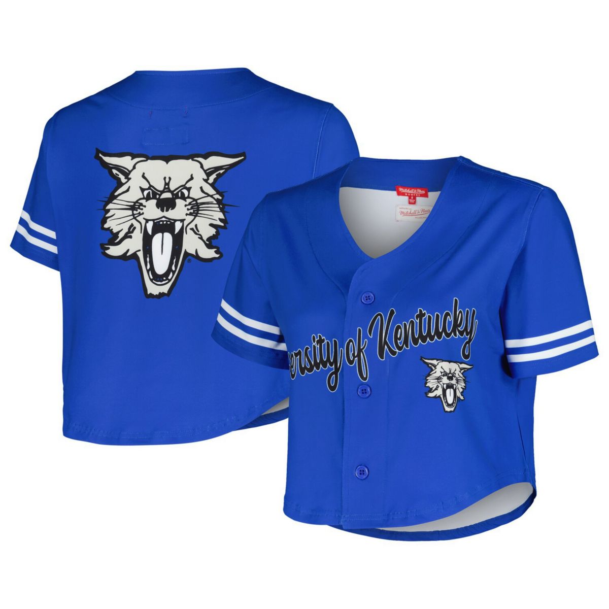 Женская Футболка Mitchell & Ness Royal Kentucky Wildcats Vault Cropped V-Neck Button-Up Mitchell & Ness