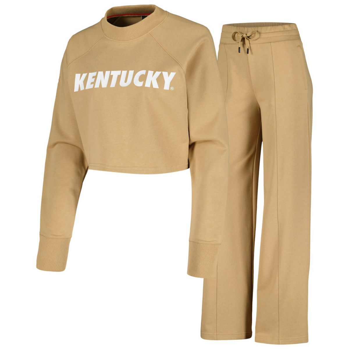 Женский комплект из укороченной толстовки и спортивных штанов реглан светло-коричневого цвета Kentucky Wildcats Unbranded