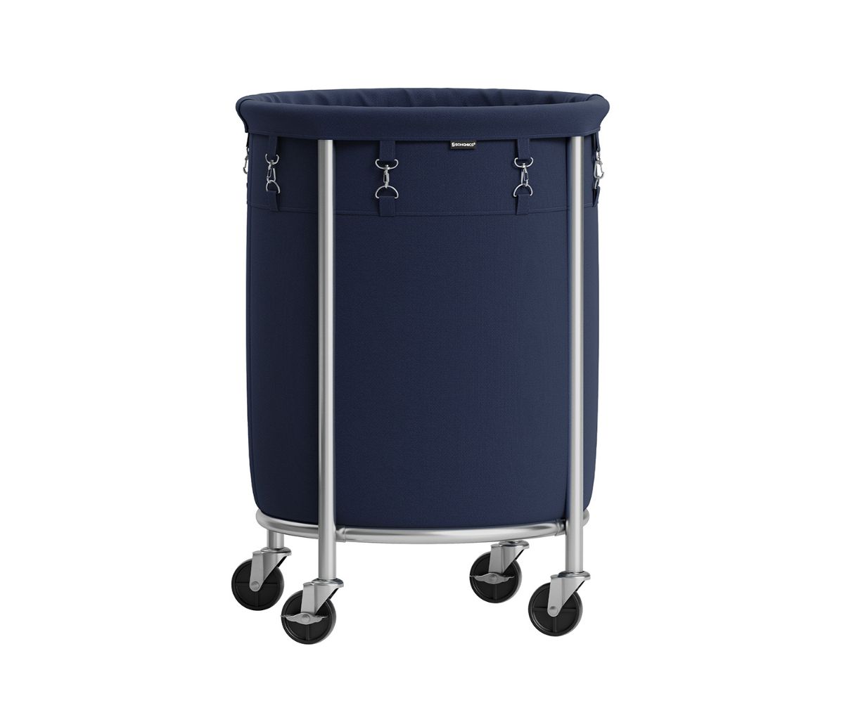 Laundry Basket With Casters, Rolling Laundry Hamper, 29 Gal Slickblue