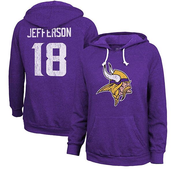 Женственное фиолетовое худи с капюшоном Justin Jefferson для фанаток Minnesota Vikings Majestic