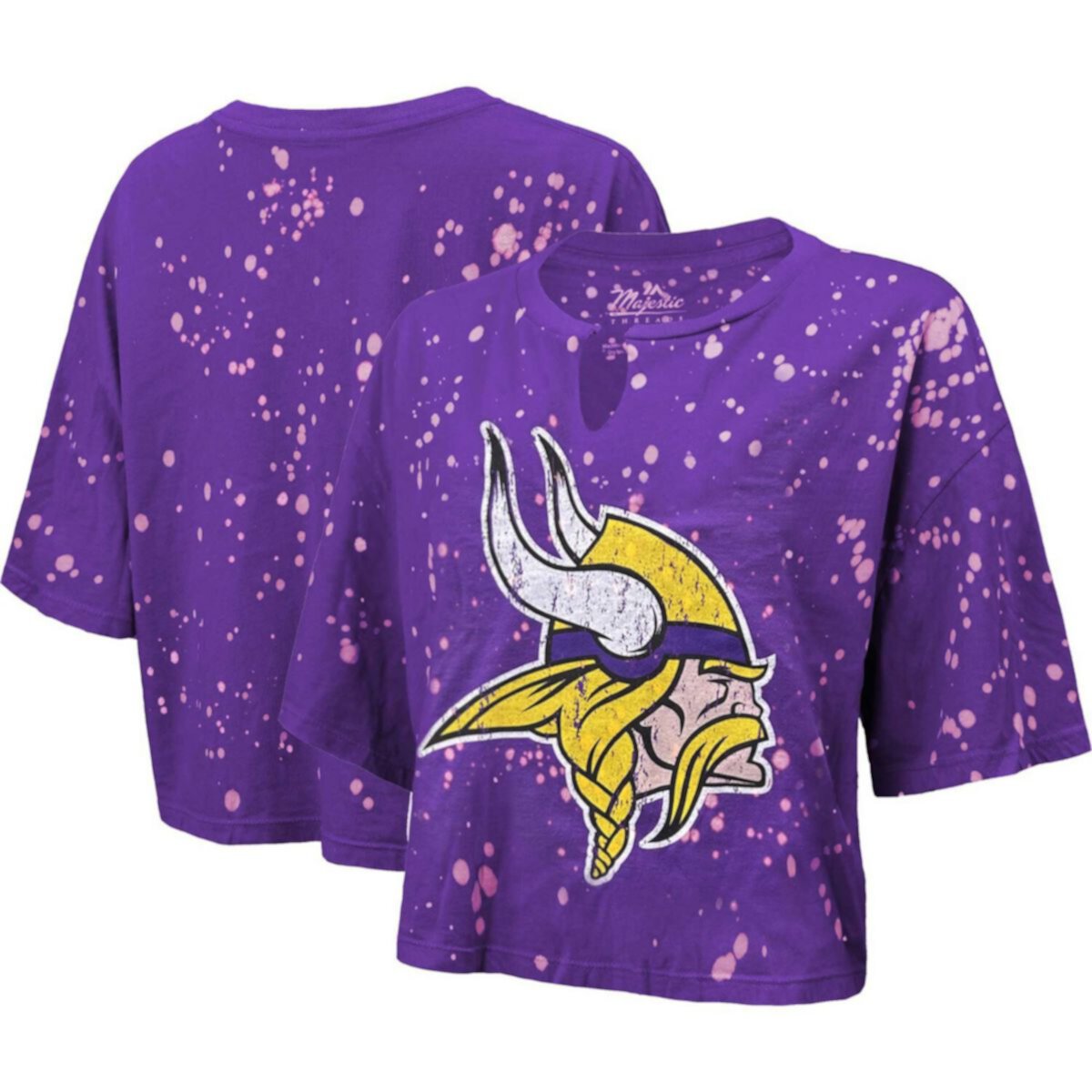 Фиолетовый укороченный топ с вырезом и брызгами Minnesota Vikings Majestic