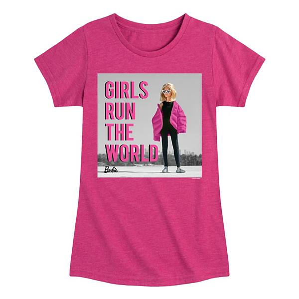 Стильная детская футболка Barbie с графическим принтом 'Girls Run The World' для девочек 7-16 лет Barbie