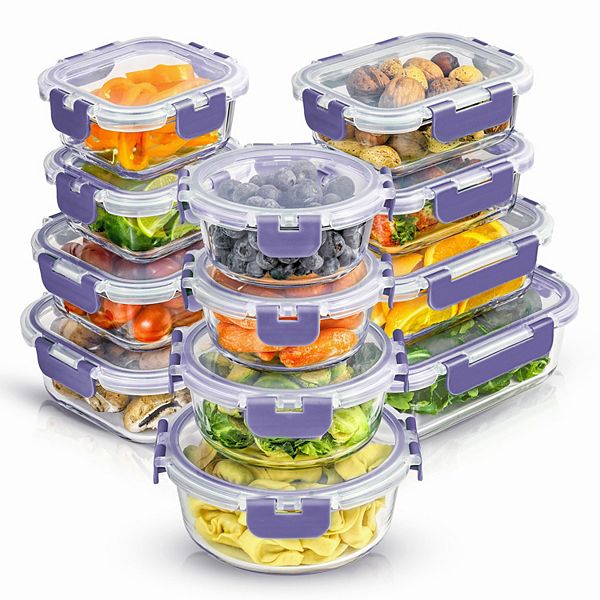 JoyFul by JoyJolt 24-Piece Glass Storage Containers with Leakproof Lids Set JoyJolt