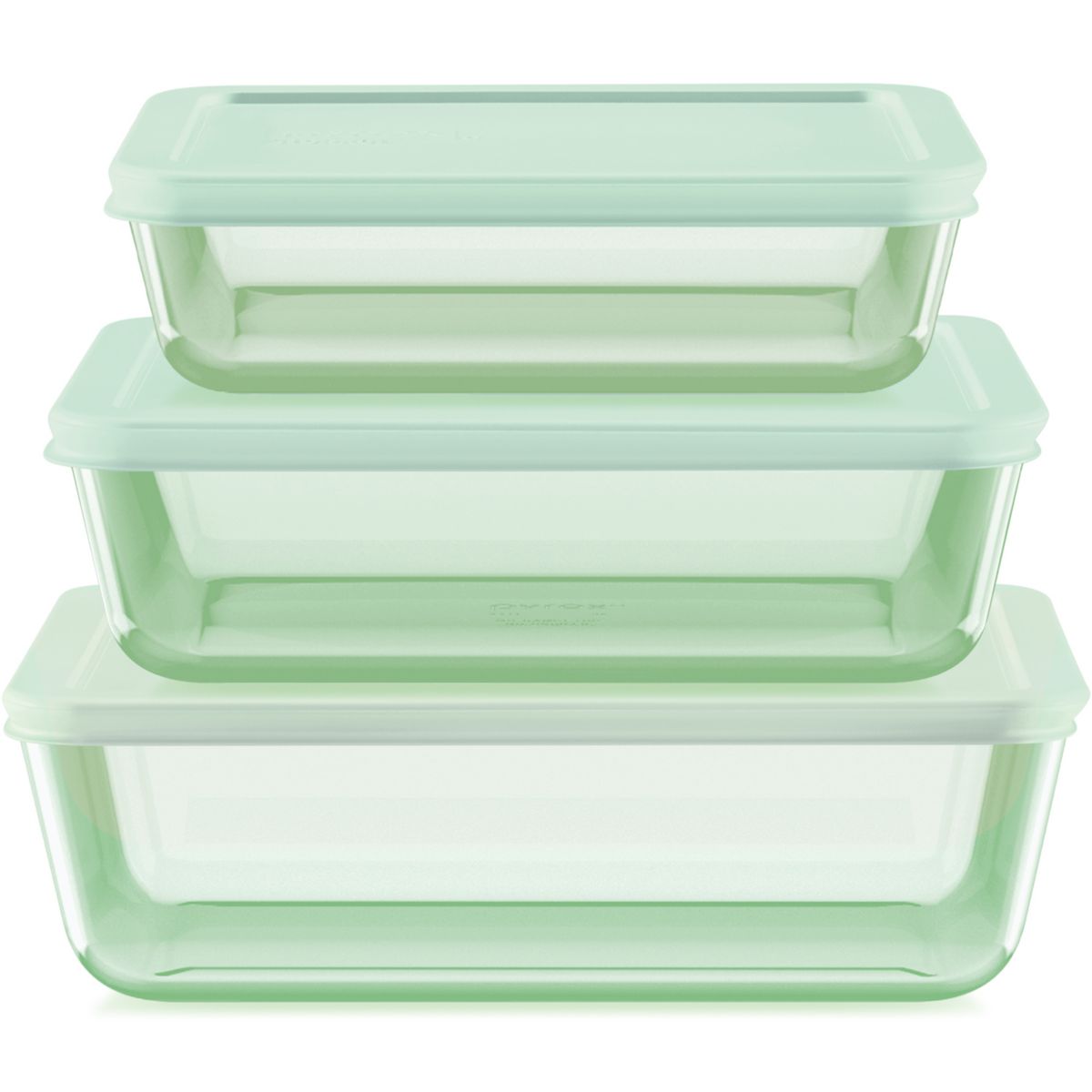 Pyrex Simply Store Green Tinted 6-piece Rectangle Food Storage Containers Set with Plastic Lids Pyrex