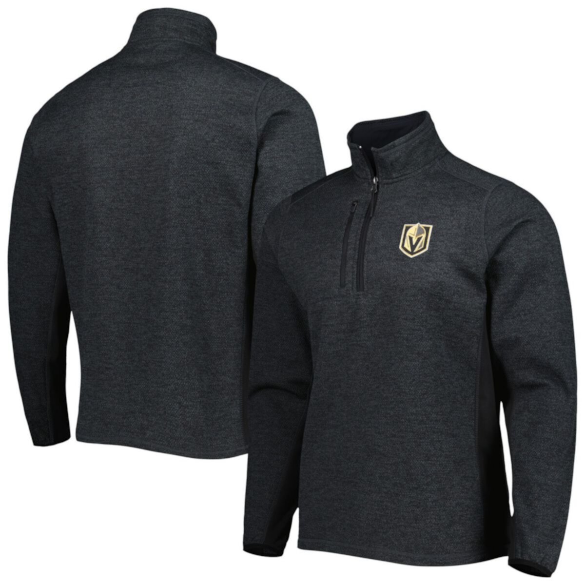 Мужская Куртка Antigua Heathered Black Vegas Golden Knights Course Quarter-Zip Antigua