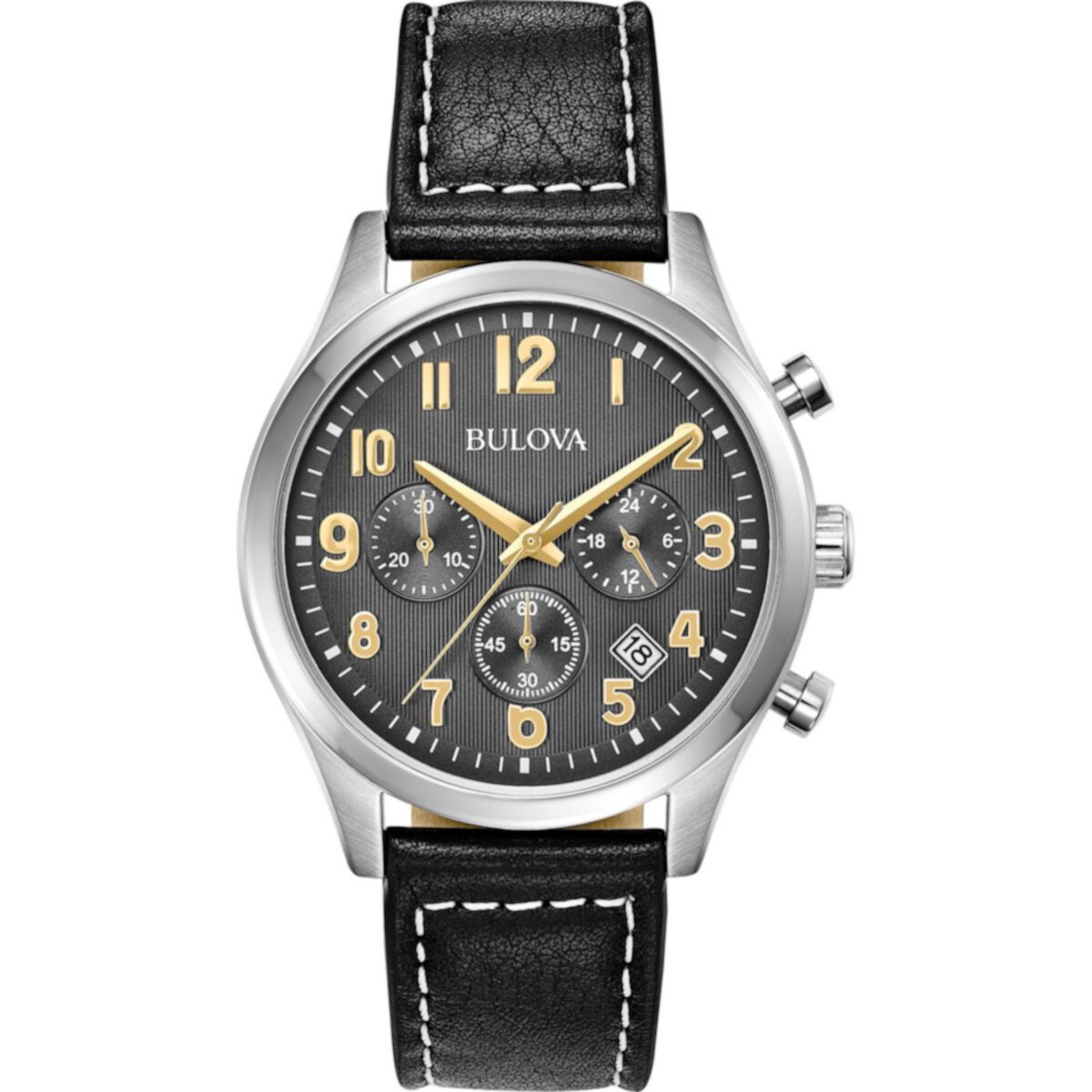 Мужские классические кожаные часы Bulova с хронографом — 96B302 Bulova