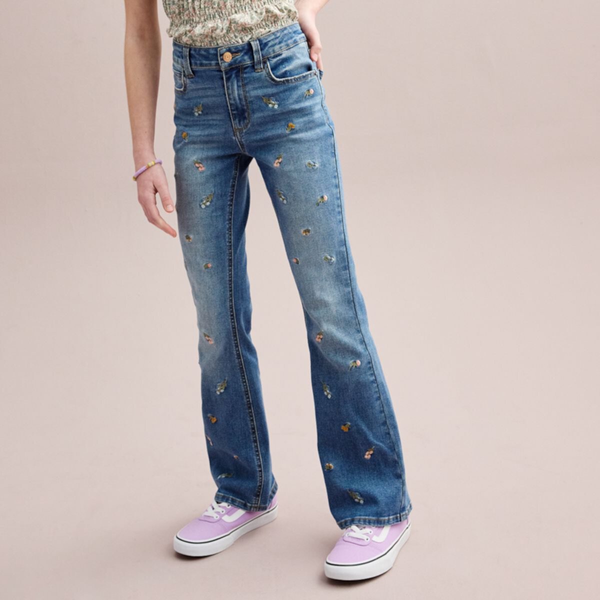 Расклешенные джинсы с цветочной вышивкой и ванильными звездами для девочек 7–16 лет Vanilla Star