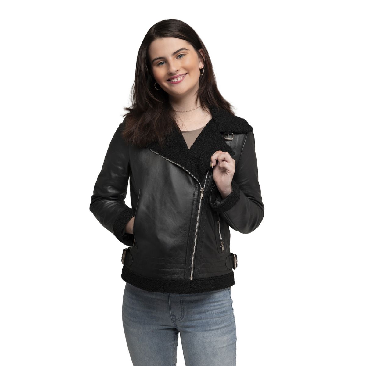 Женская асимметричная куртка ягненка на подкладке из искусственного меха Whet Blu Chelsea Whet Blu