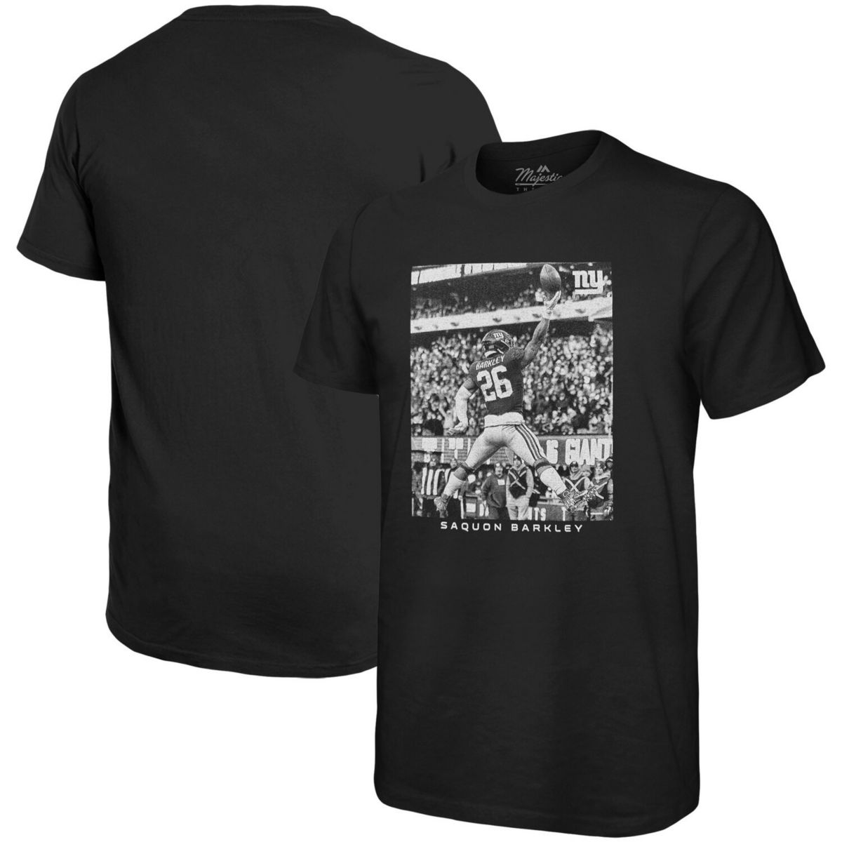 Мужская черная футболка Majestic Threads Saquon Barkley New York Giants с изображением игрока большого размера Majestic