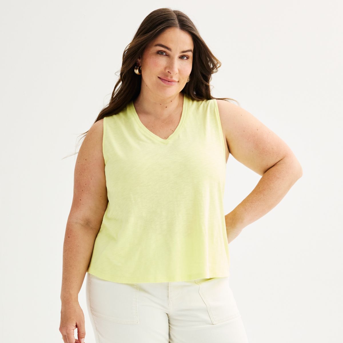 Plus Size Sonoma Goods For Life® Elevated V-Neck Tank Top SONOMA