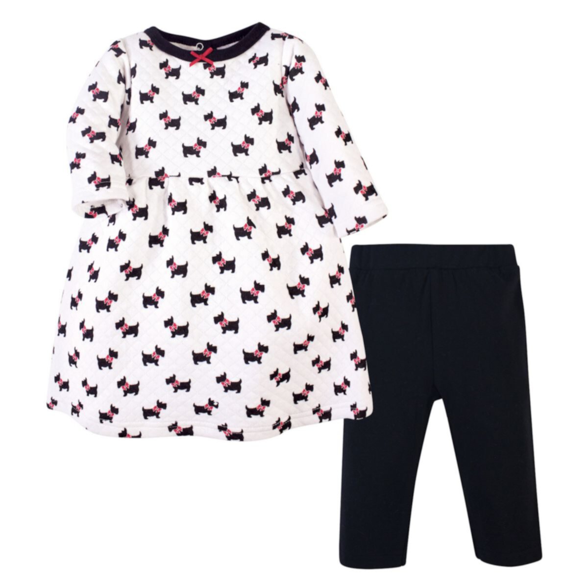 Детский комплект Hudson Baby Для девочек Quilted Cotton Long-Sleeve Dress and Leggings 2pc Set, Scottie Dog Hudson Baby