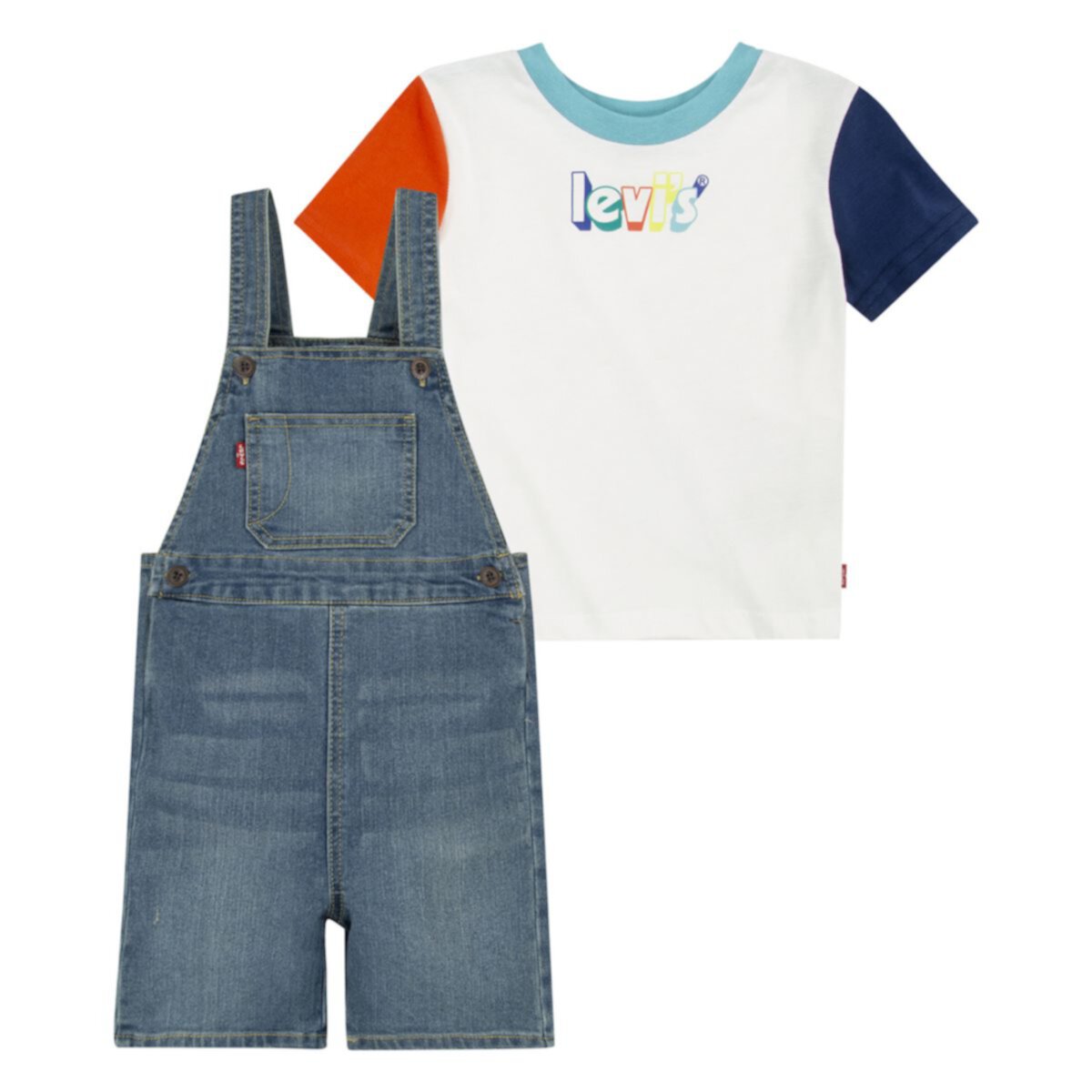Комплект из футболки с цветным логотипом Levi's® и джинсовых шорт для мальчиков для малышей Levi's®