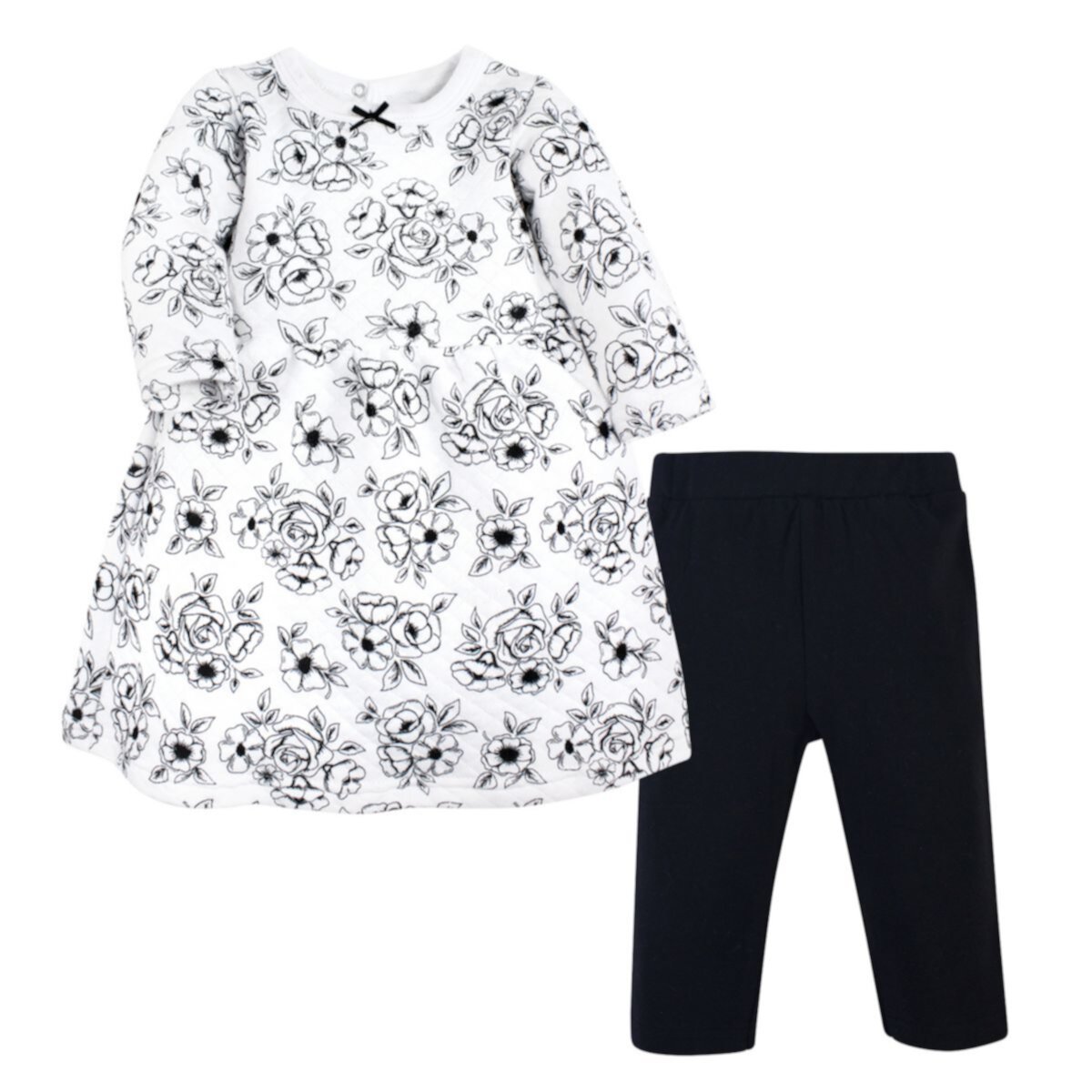 Детские комплекты одежды Hudson Baby для девочек Quilted Cotton Dress и Леггинсы, Черный Toile Hudson Baby