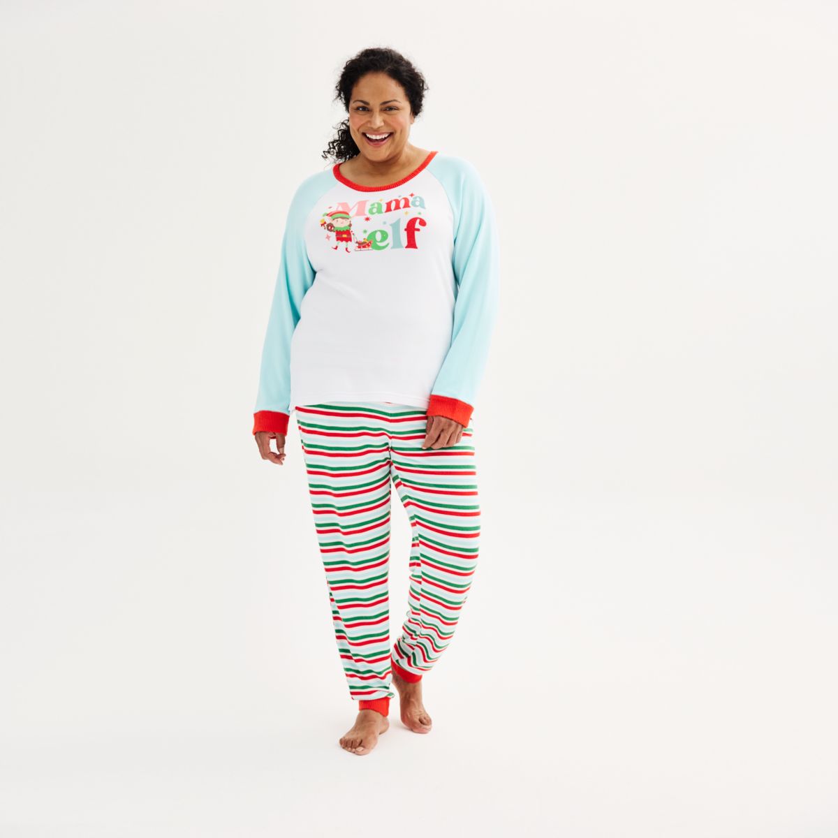Plus Size Jammies For Your Families® Sweater Knit Mama Elf Top & Bottoms Pajama Set by Cuddl Duds® Cuddl Duds