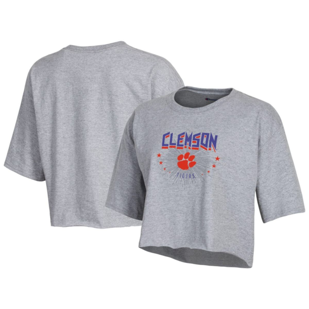 Серая женская укороченная футболка Champion Clemson Tigers Boyfriend Champion