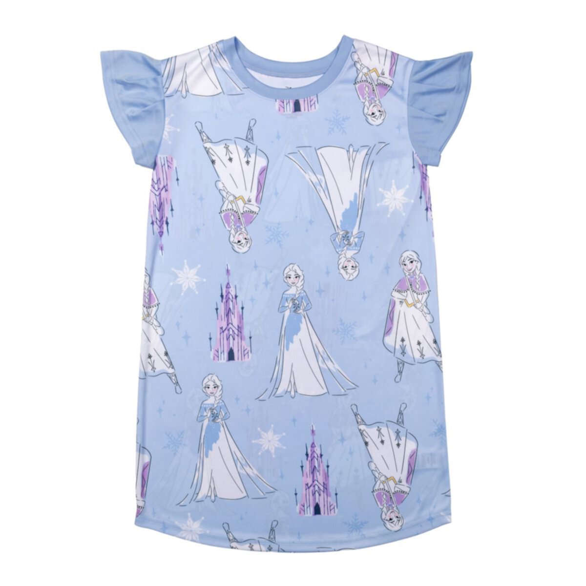 Ночная рубашка Disney's Frozen Anna & Elsa для девочек 4–8 лет со сплошным принтом Licensed Character