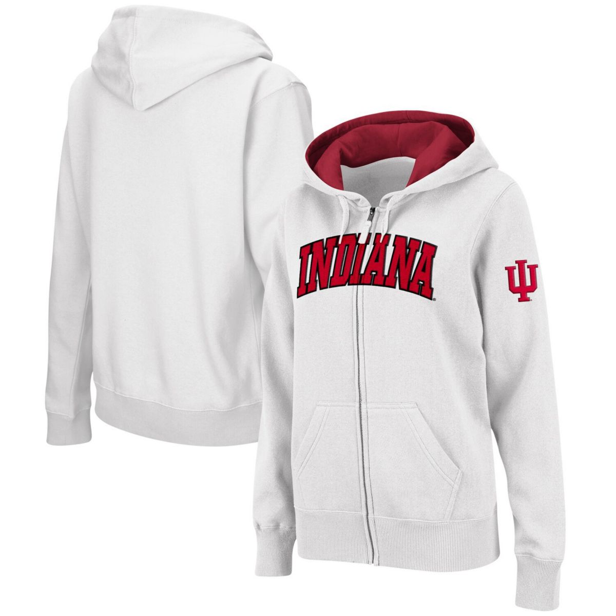 Женская толстовка Colosseum Indiana Hoosiers с полной застежкой и вышивкой, белая Colosseum