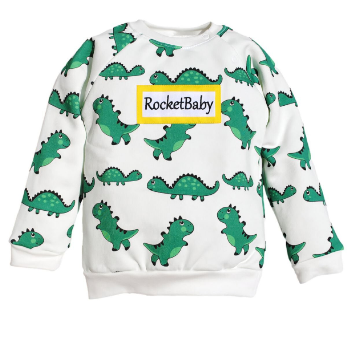 Cotton Dinosaur Themed Sweatshirt with Snap Buttons RocketBaby