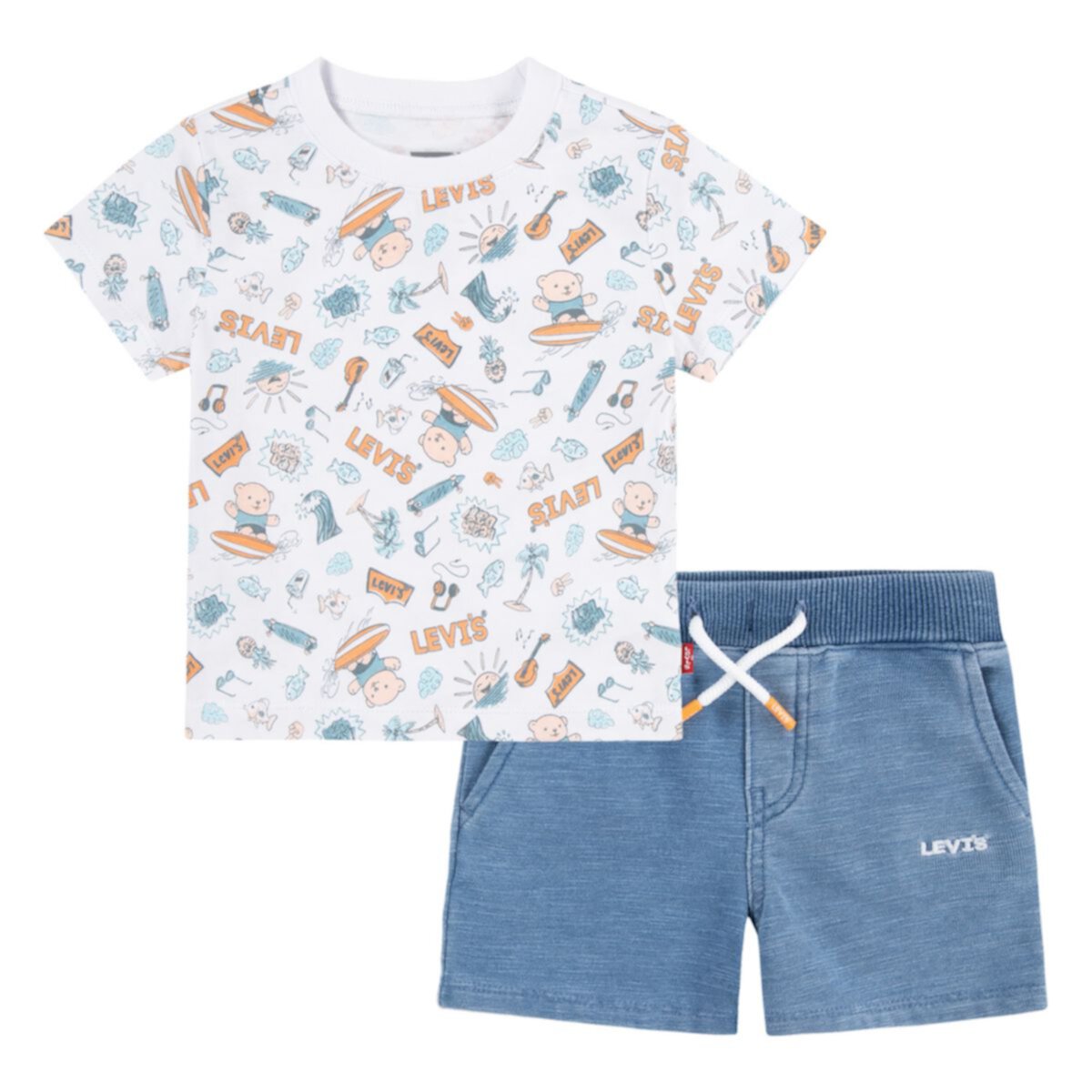 Комплект из футболки и шорт Levi's® Surfing Doodle для мальчиков для малышей Levi's®