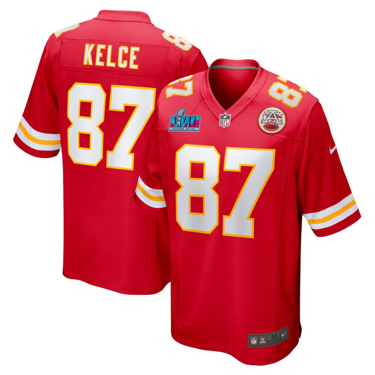 Мужское джерси Nike Travis Kelce Red Kansas City Chiefs Super Bowl LVII (сезон 2022) с нашивкой для игры Nitro USA