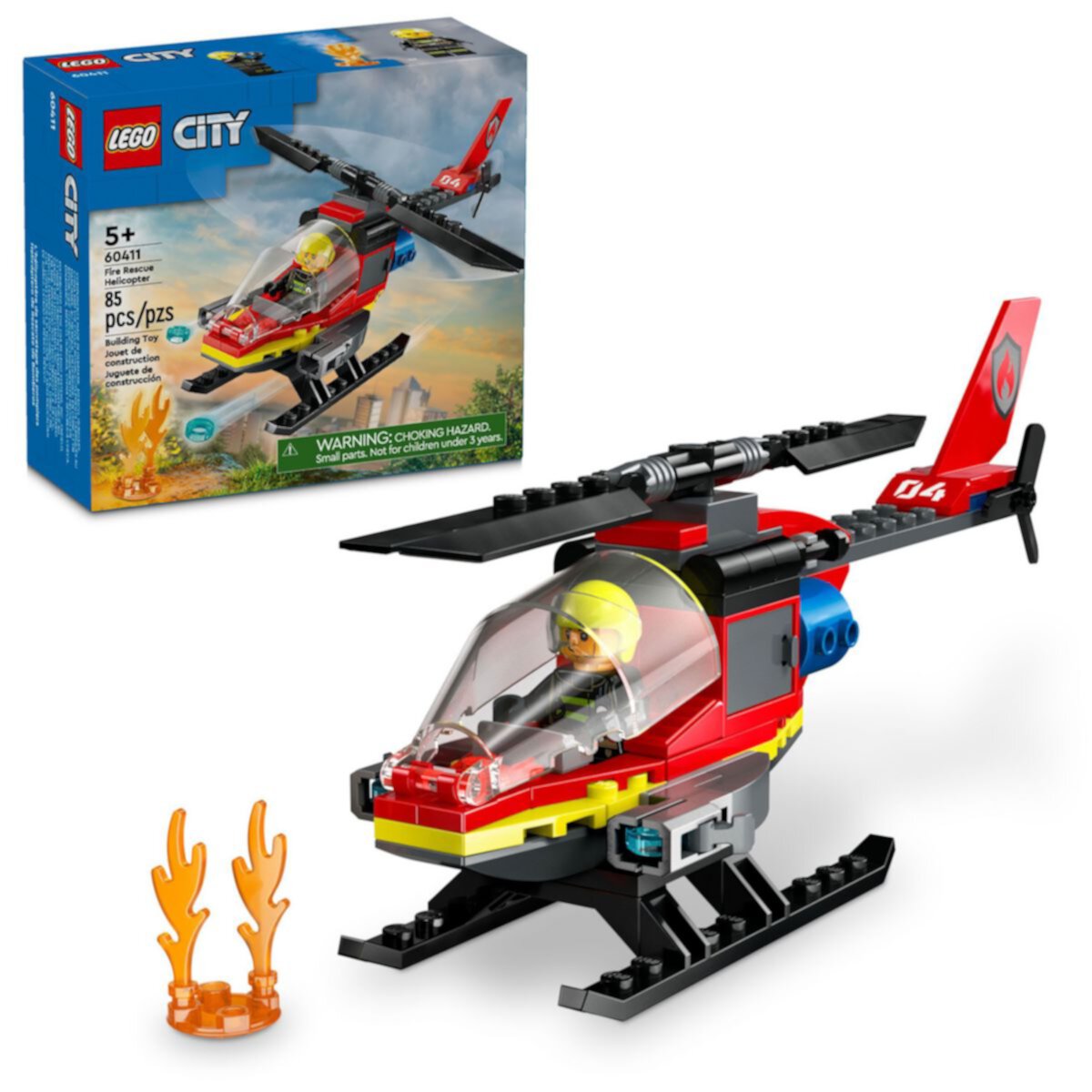 Игрушка для ролевых игр «Пожарно-спасательный вертолет» LEGO City 60411 (85 деталей) Lego