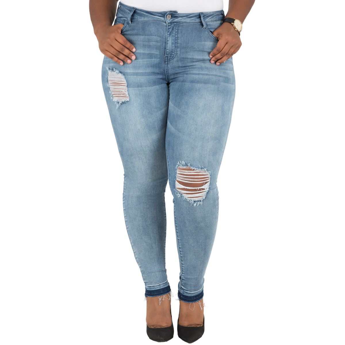 Женские джинсы больших размеров с пышной посадкой Corrine с потрепанным краем Poetic Justice